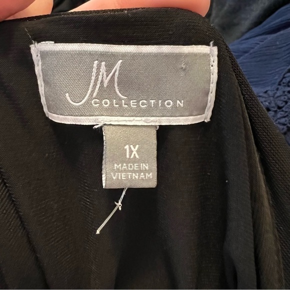 JM Collection Batwing Asymmetric Blouse Black Gold - Picture 11 of 12